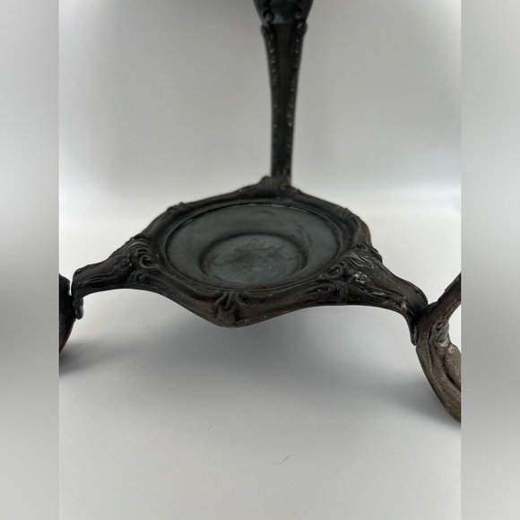 Vintage Silver Plate Serving Tray With Anchor Hocking 10 in across Dish. - Picture 2 of 13